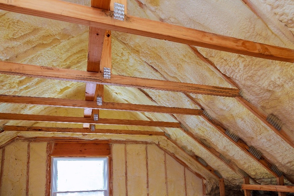 Fiberglass insulation in roof