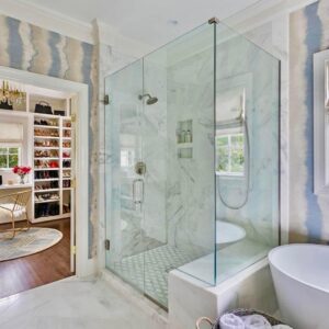 Modern bathroom with glass shower