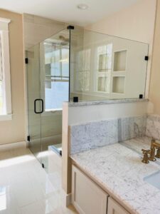 Modern bathroom with glass shower